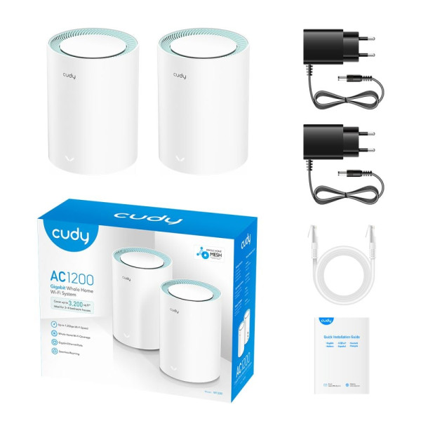 Маршрутизатор WiFi Mesh-система WiFi 5 Cudy M1300 (2-Pack) 2 штуки дводіапазонні гігабітні AC1200