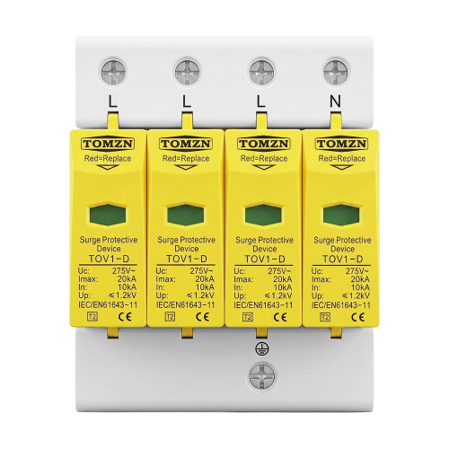 Обмежувач напруги TOMZN TOV1-20/4P 275V AC 10-20kA під DIN-рейку 4 полюси