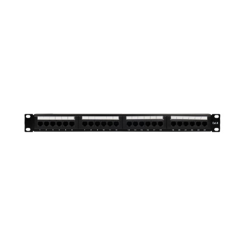 Патч-панель 24 порти NVC-PN-01/24 CAT5/CAT6 19" 1U неекранована, з заднім організатором кабелю