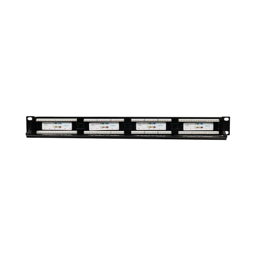 Патч-панель 24 порти NVC-PN-01/24 CAT5/CAT6 19" 1U неекранована, з заднім організатором кабелю