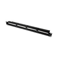 Патч-панель 24 порти NVC-PN-01/24 CAT5/CAT6 19" 1U неекранована, з заднім організатором кабелю