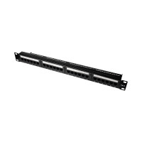 Патч-панель 24 порти NVC-PN-01/24 CAT5/CAT6 19" 1U неекранована, з заднім організатором кабелю