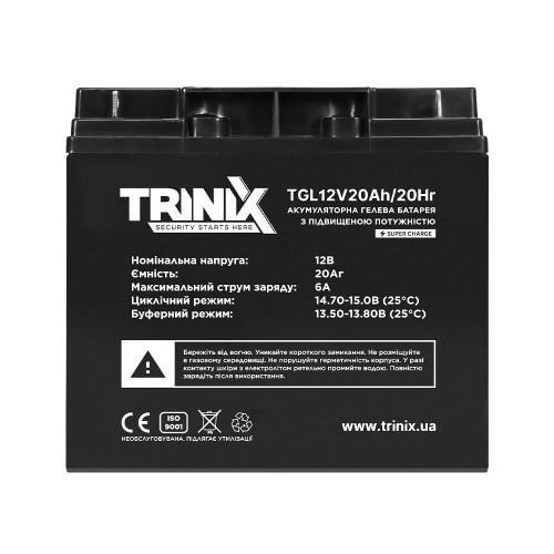 Акумуляторна батарея гелева 12В 20Аг Trinix TGL12V20Ah/20Hr GEL Super Charge