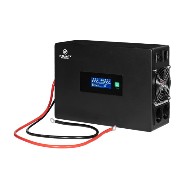 Високочастотний інвертор 1000VA/1kW Kraft KRF-SAVR1000VA/1kW-12V під зовнішній акумулятор