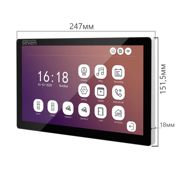 IP-відеодомофон 10 дюймів з Wi-Fi SEVEN DP-7517FHDW - IPS black