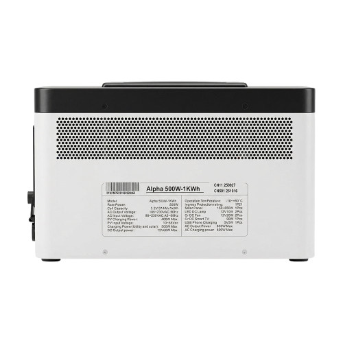 Портативна зарядна станція Sako Alpha-ESS-500W/1KWh. Потужність 500 Вт, енергоємність 1004.8 Вт*год, LifePO4