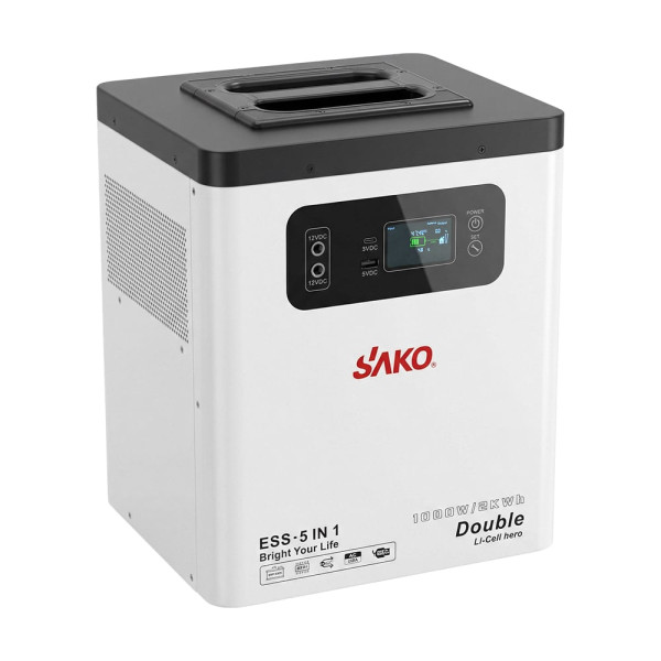Портативна зарядна станція Sako Alpha-ESS-1000W/2KWh. Потужність 1000 Вт, енергоємність 2009.6 Вт*год, LifePO4
