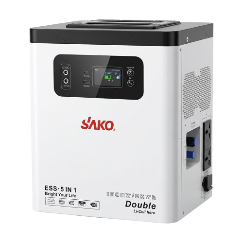 Портативна зарядна станція Sako Alpha-ESS-1000W/2KWh. Потужність 1000 Вт, енергоємність 2009.6 Вт*год, LifePO4