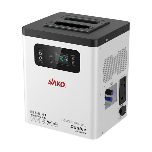 Портативна зарядна станція Sako Alpha-ESS-1000W/2KWh. Потужність 1000 Вт, енергоємність 2009.6 Вт*год, LifePO4