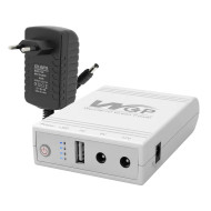Комплект Mini UPS з блоком живлення: джерело безперебійного живлення Mini UPS WGP UPS103A White 10400mAh 5V/9V/12V, Li-ion 4*2.6Ah, для роутера і оптичного термінала та блок живлення SPF-1202B 12V/2A (24W)
