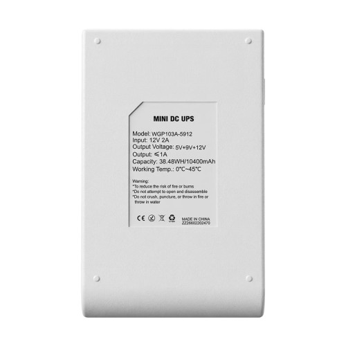 Комплект Mini UPS з блоком живлення: джерело безперебійного живлення Mini UPS WGP UPS103A White 10400mAh 5V/9V/12V, Li-ion 4*2.6Ah, для роутера і оптичного термінала та блок живлення SPF-1202B 12V/2A (24W)