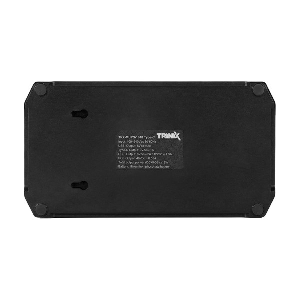 Джерело безперебійного живлення DC UPS Trinix TRX-MUPS-1848 Type-C (24000mAh LiFePo4) 5V/9V/12V/48V/PoE, LiFePo4 4*6Ah, для роутера і медіаконвертера