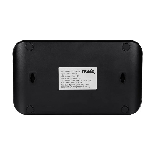 Джерело безперебійного живлення DC UPS Trinix TRX-MUPS-1812 Type-C (20000mAh LiFePo4) 5V/9V/12V/24V/PoE, LiFePo4 4*5Ah, для роутера і медіаконвертера