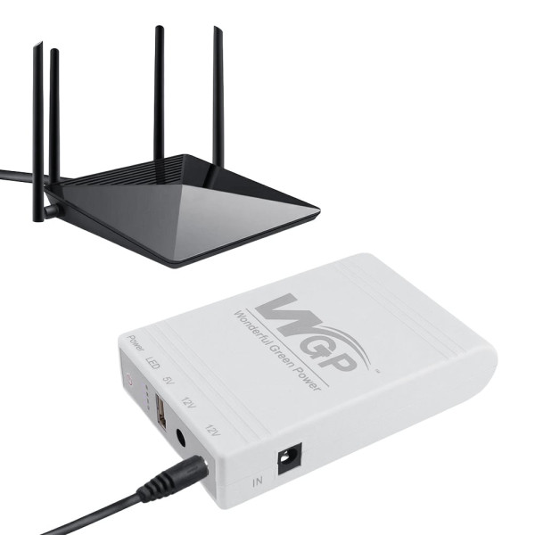 Джерело безперебійного живлення з блоком живлення Mini UPS WGP UPS103C Quick Charge 20000mAh 5V/12V/12V, Li-ion 4*5Ah, для роутера та оптичного терміналу